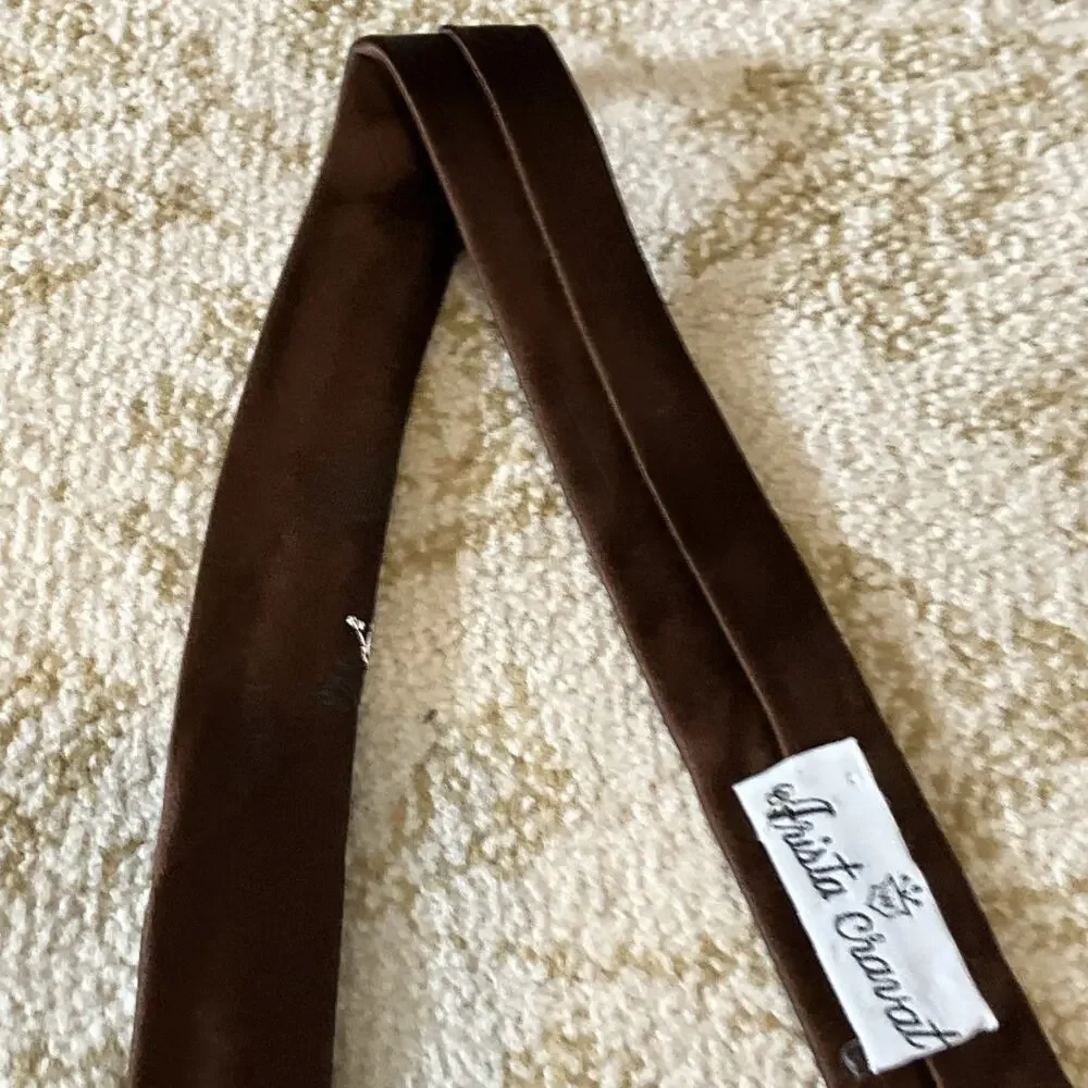 MCM Necktie Ultra Thin Tie Jazz Rat Pack Madmen Atomic Brown Kingpin 1960s vtg